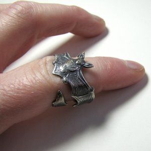 Adjust. Silver Wrap Around Vampire Lovers Bat Ring